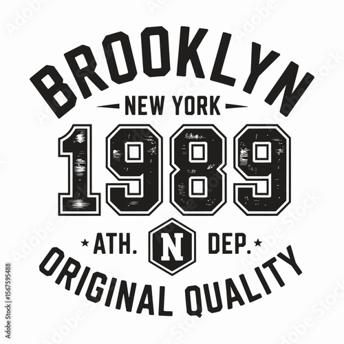New York, Brooklyn t-shirt design. T-shirt print design in American college style. Athletic typography for tee shirt print in university and college style. Vector