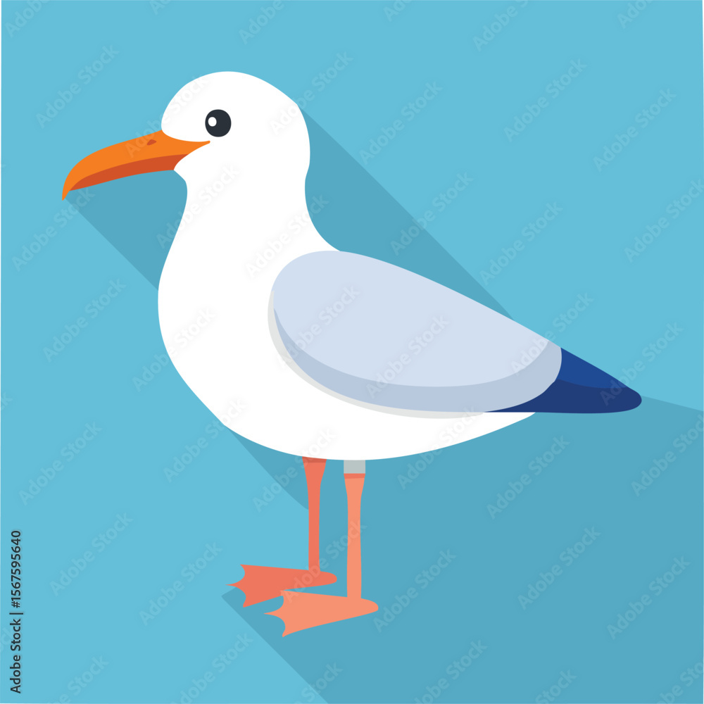 Obraz premium Cute seagull flat vector