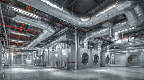 Industrial ventilation system in a large, modern facility