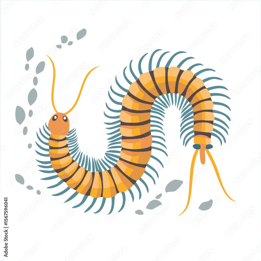 Naklejka premium Cute centipede flat vector