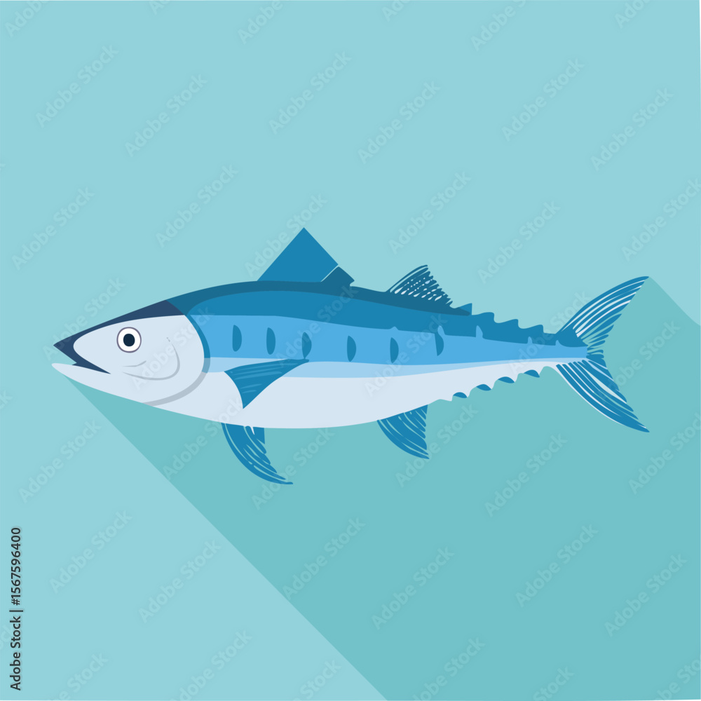 Obraz premium Cute barracuda flat vector