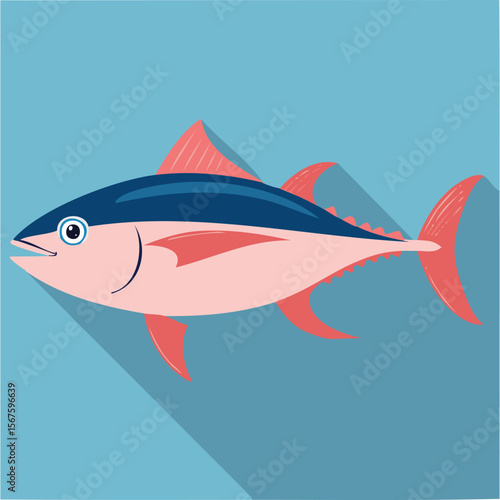 Cute tuna flat vector