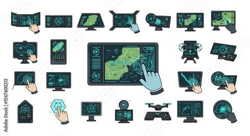 Futuristic Touchscreen Interfaces - Technology Icons