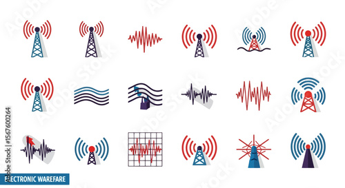 Communication Icons: Wireless Signals and Transmission