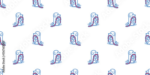 dog seamless pattern Beagle Golden Retriever sitting cartoon character food sausage hotdog puppy vector pet breed cartoon tile background gift wrapping paper repeat wallpaper doodle illustration isola