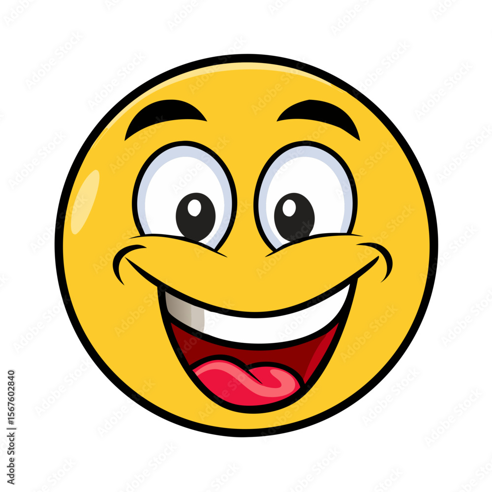 Fototapeta premium Crazy cartoon funny face with smiling expression vector Illustration 