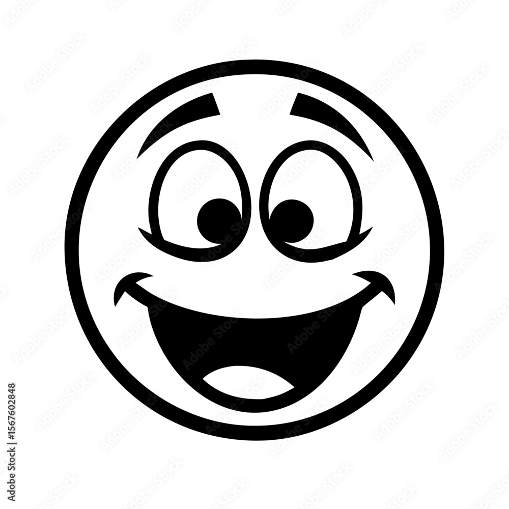 Fototapeta premium Crazy cartoon funny face with smiling expression vector Illustration 
