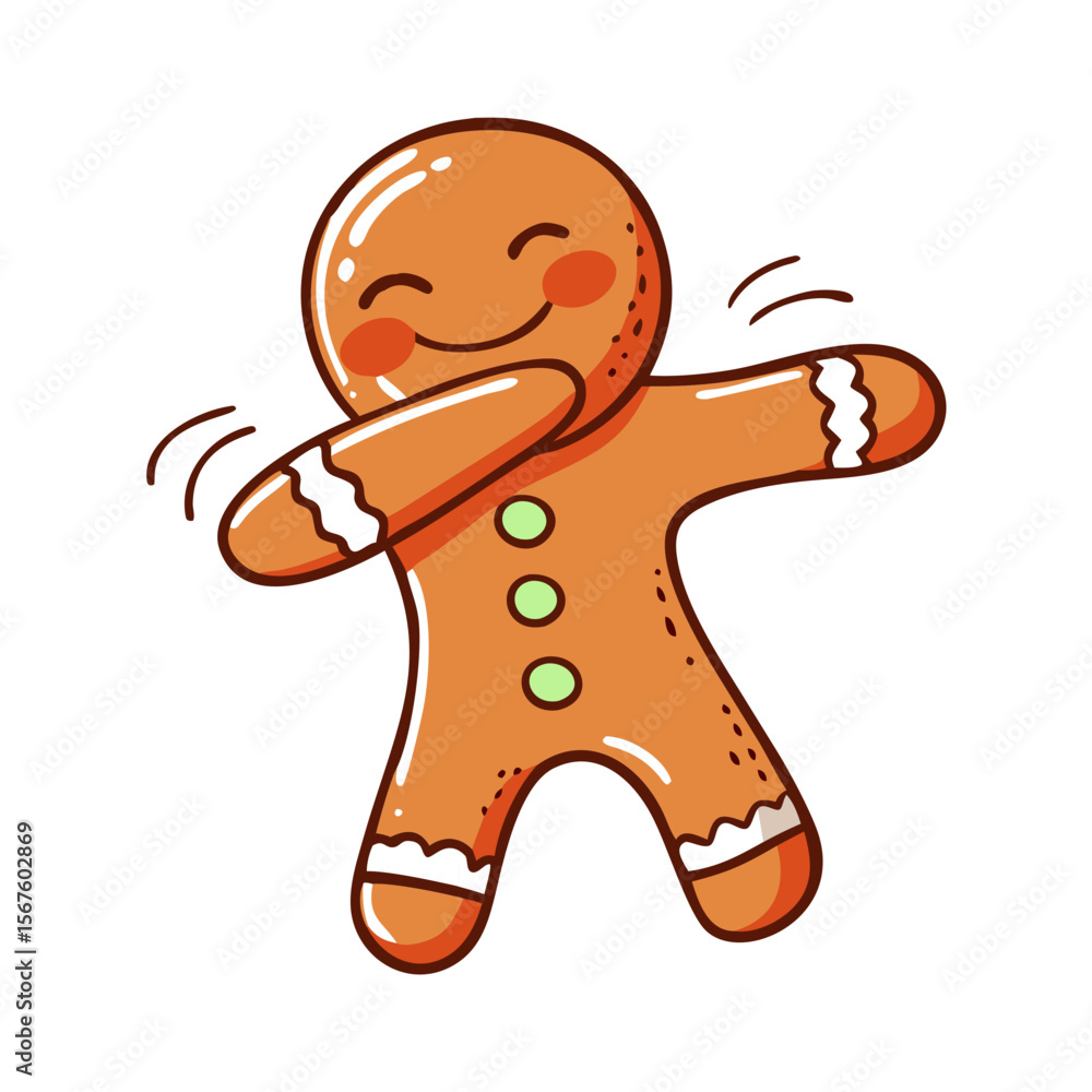 Obraz premium Gingerbread man cartoon character dabbing vector Hand Drawn Illustration 