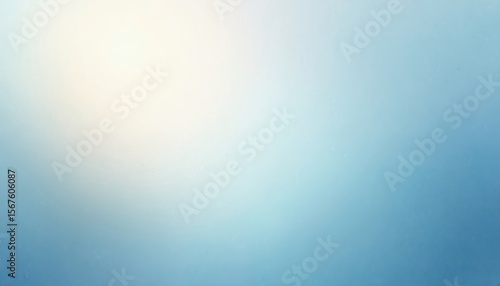 Blue and white abstract background with light gradient texture. Grainy noise overlay creates a grunge effect. Bright shine with soft glow adds modern style suitable for banners or wallpapers.