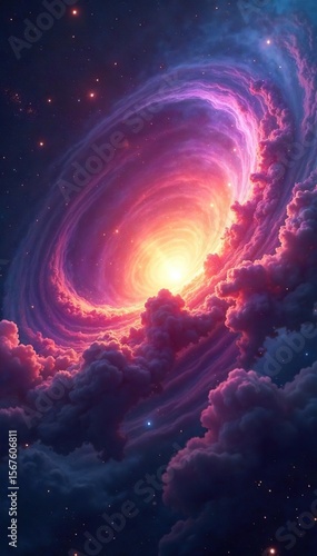 Mesmerizing cosmic dust cloud, vibrant nebula swirls in deep space Intricate textures, celestial glow, star birth region Perfect for astronomy, science fiction, fantasy backgrounds , nebula, awe