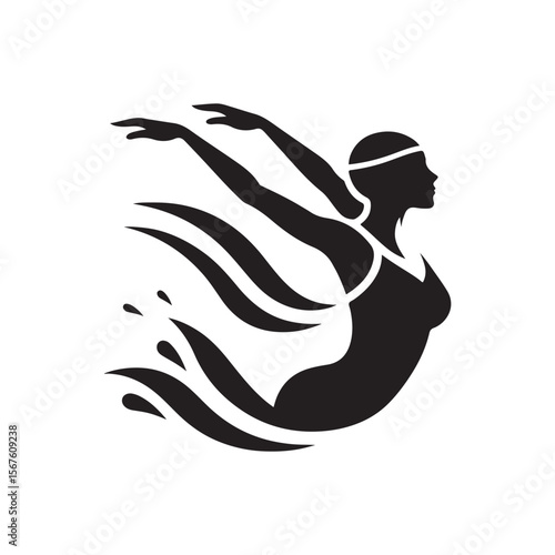 swimmers vector silhouette clip art logo designs illustrations collections. swimming sports sets.