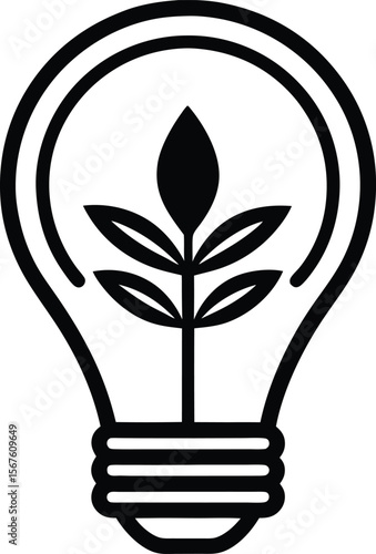 Vector art of a lightbulb with plant inside is isolated on white background