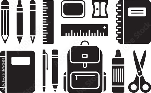 stationery icons set