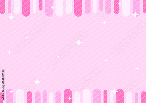 背景  カラフルな棒線と星　ピンク