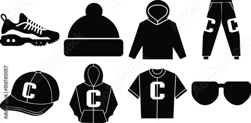Trendy Apparel Collection Modern Clothing Icons