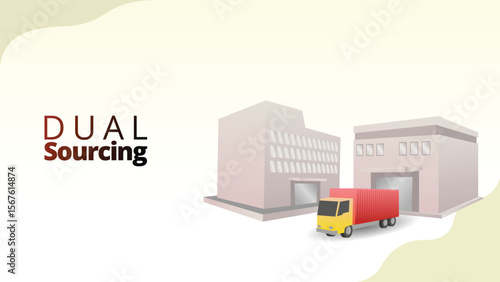 dual sourcing concept. Using two suppliers for one type of component to reduce risk. supply chain management illustration vector illustration