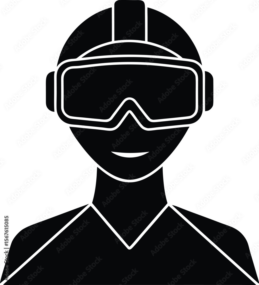 Vector art of a person wearing virtual reality headset isolated on white background Vector art of a person wearing virtual reality headset isolated on white background