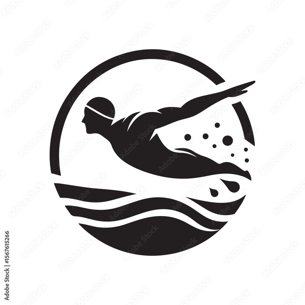 Fototapeta premium swimmers vector silhouette clip art logo designs illustrations collections. swimming sports sets.