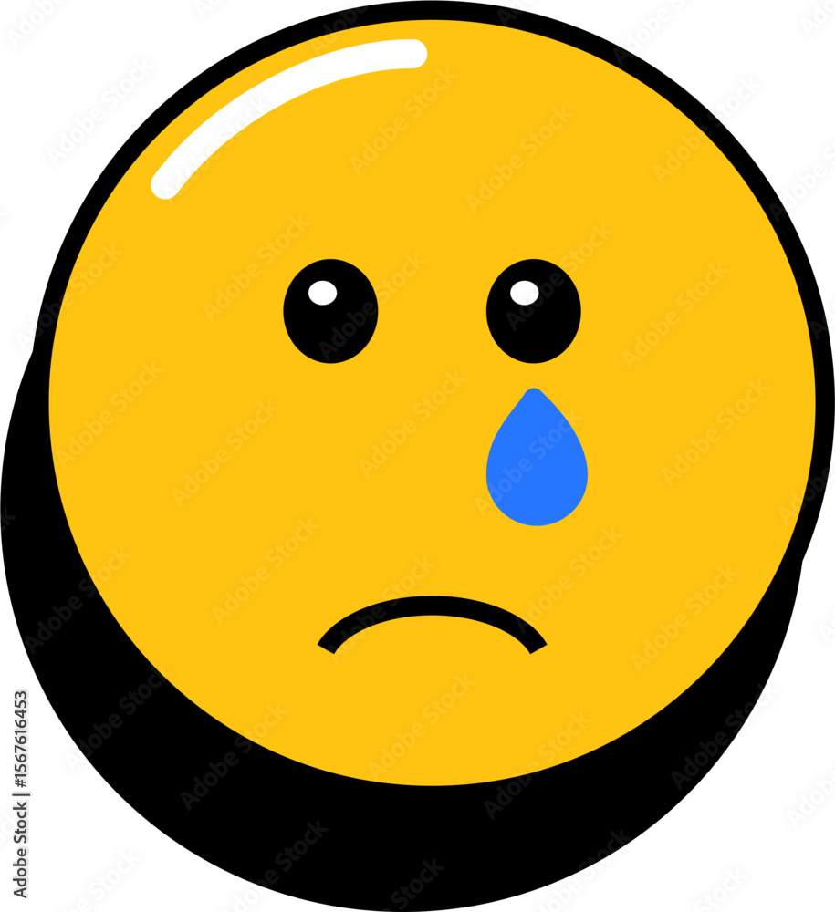 Fototapeta premium Vector Sticker Icon face sad