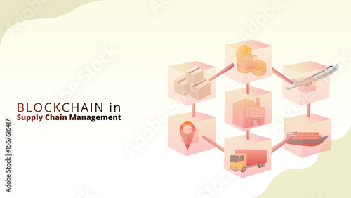 blockchain in supply chain management concept. The use of blockchain technology for transparency and security in the supply chain. supply chain management illustration vector illustration