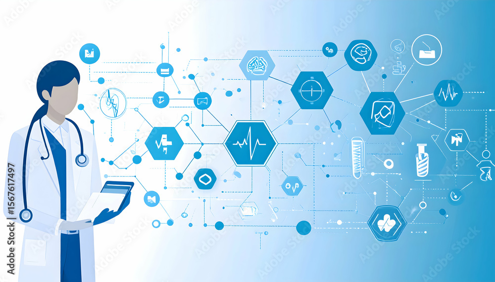 Doctor reviewing digital health data. Doctor reviewing digital health data.