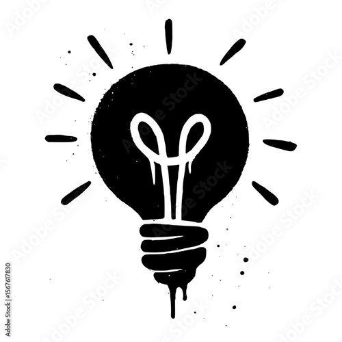 Isolated creative idea light bulb graphic with graffiti texture

