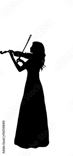 silhouette of a woman playing a violin