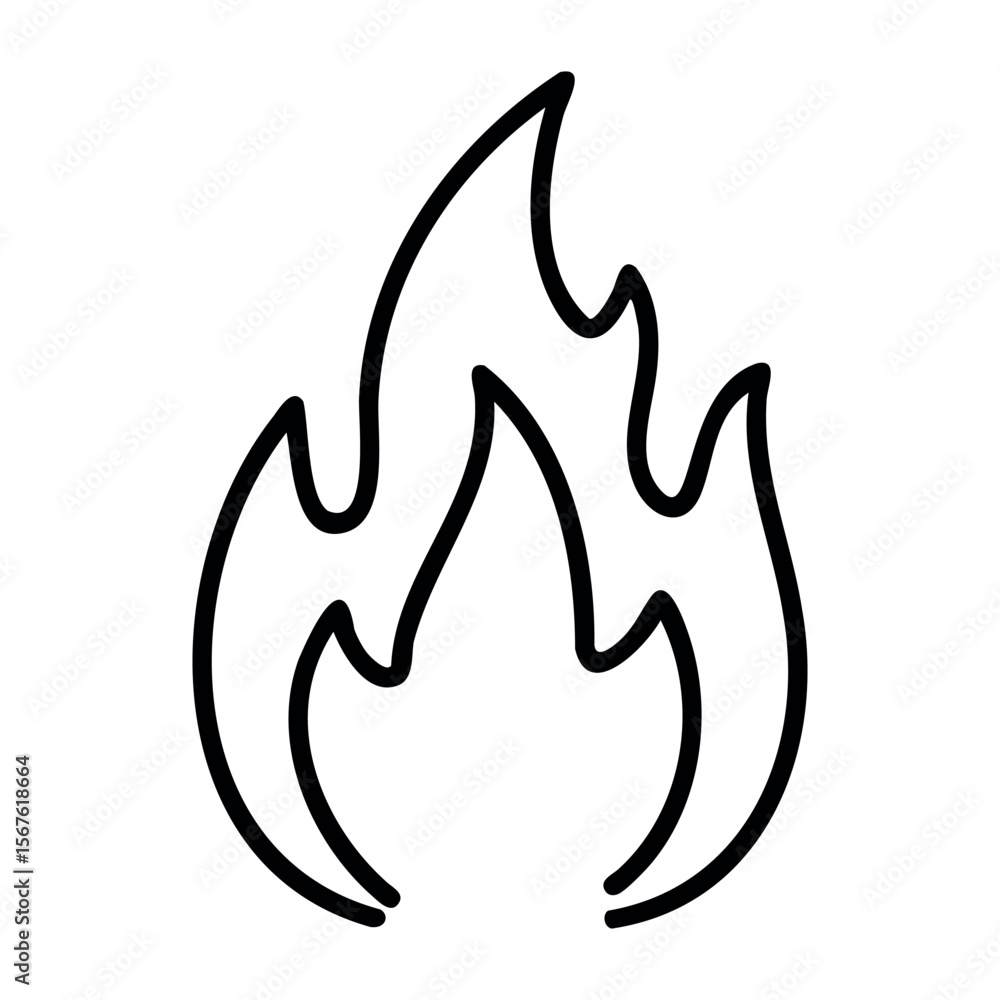 Minimalist line art of flame icon with dynamic curves. Vector hand-drawn doodle illustration Minimalist line art of flame icon with dynamic curves. Vector hand-drawn doodle illustration