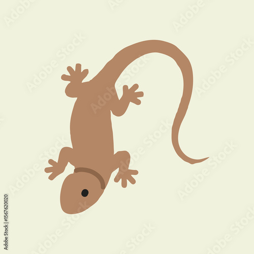 Top View Brown Lizard with Long Tail – Minimal Vector Reptile Flat Illustration