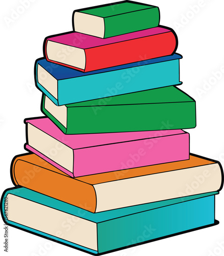 A vibrant stack of colorful books ready for reading and learning