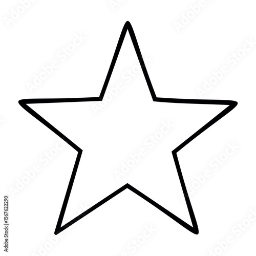 Simple outline star design in black and white. Vector hand-drawn doodle illustration