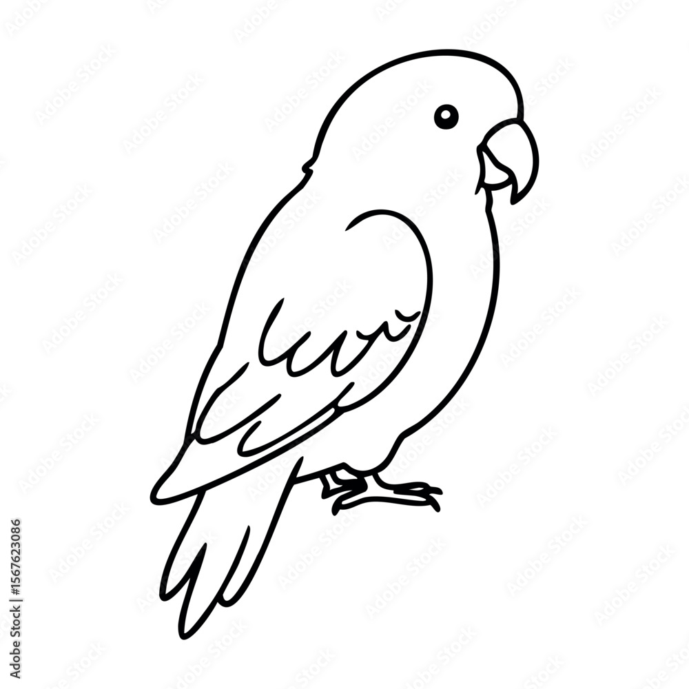 Outline drawing of a parrot in profile view. Vector hand-drawn doodle illustration Outline drawing of a parrot in profile view. Vector hand-drawn doodle illustration
