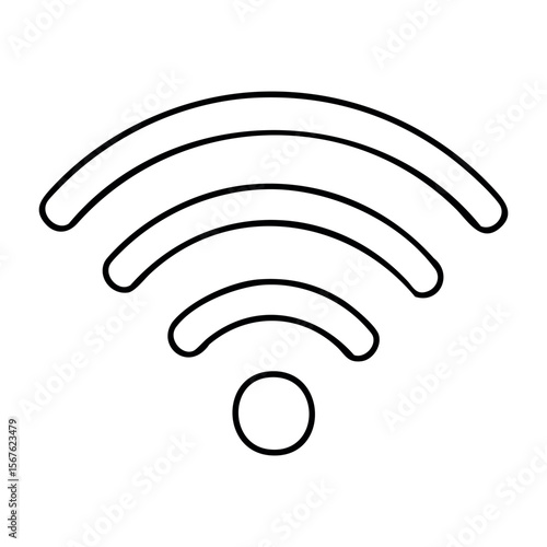 Simplified wifi signal icon with concentric waves illustration. Vector hand-drawn doodle illustration