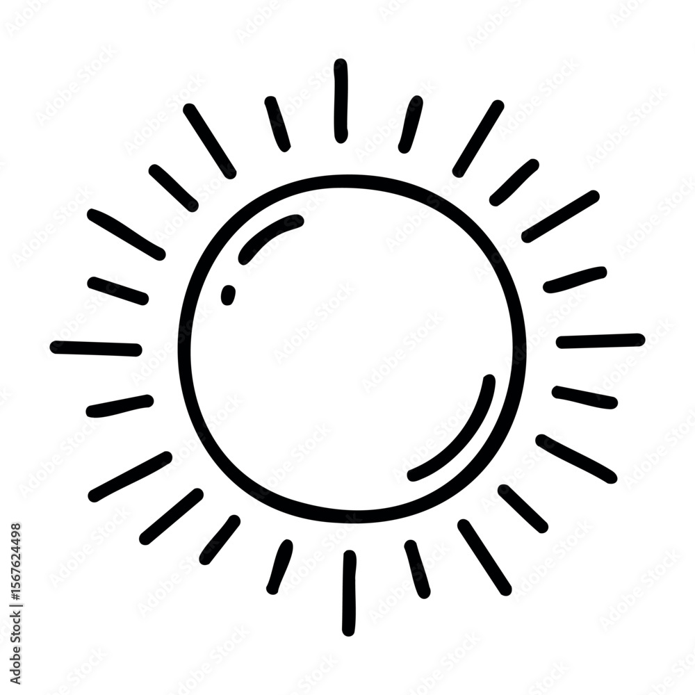 Hand-drawn sun with stylized rays. Vector hand-drawn doodle illustration Hand-drawn sun with stylized rays. Vector hand-drawn doodle illustration