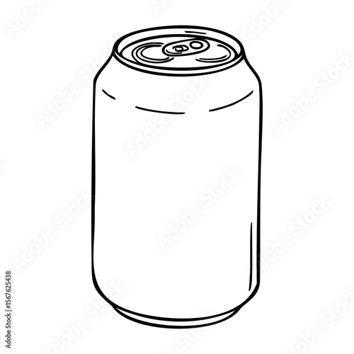 Minimalist line drawing of a soda can. Vector hand-drawn doodle illustration