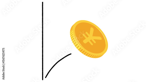 跳ね返る円マークのコインのイラスト素材