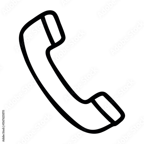 Minimalist telephone handset icon in simple line art style. Vector hand-drawn doodle illustration