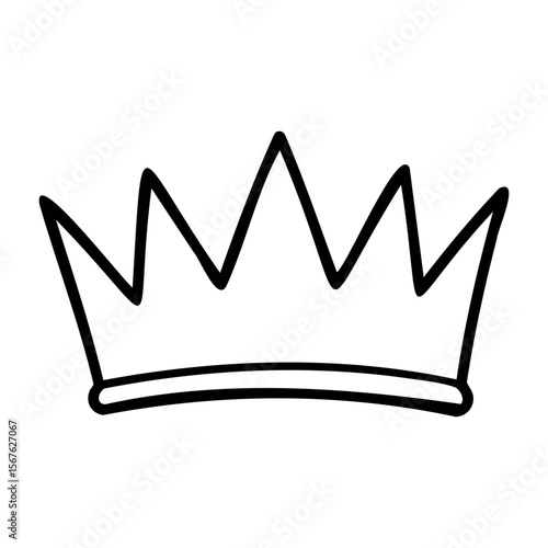 Minimalist crown outline illustration in black and white design. Vector hand-drawn doodle illustration