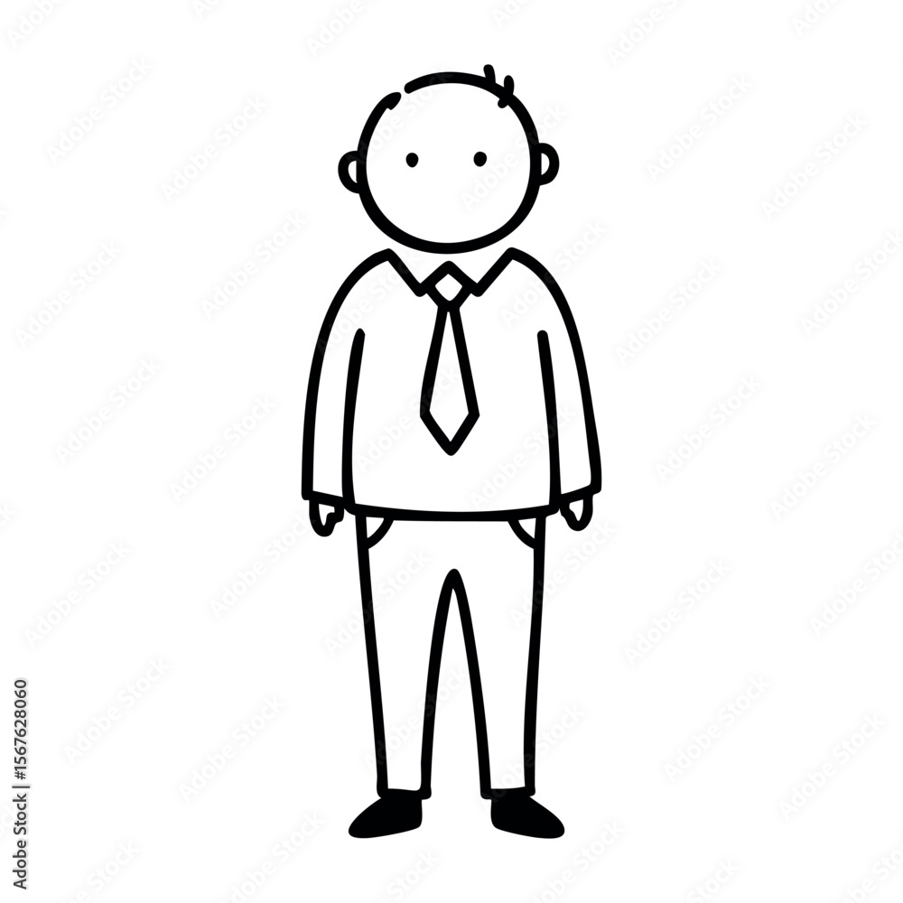 Simple cartoon drawing of caucasian mature male in business attire. Vector hand-drawn doodle illustration Simple cartoon drawing of caucasian mature male in business attire. Vector hand-drawn doodle illustration