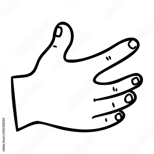 Cartoon style hand gesture illustration with outstretched fingers. Vector hand-drawn doodle illustration