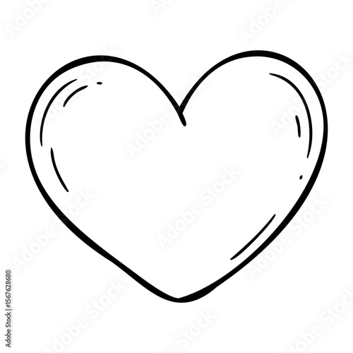 Simple heart outline with curved lines and minimalist design. Vector hand-drawn doodle illustration