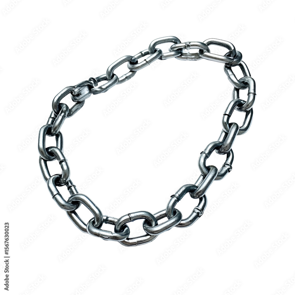 Fototapeta premium Metal chain links forming a circle on black background