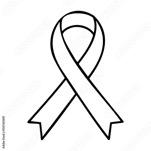 Awareness ribbon outline for support and cause representation. Vector hand-drawn doodle illustration