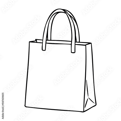 Minimalist line art of a simple tote bag illustration. Vector hand-drawn doodle illustration