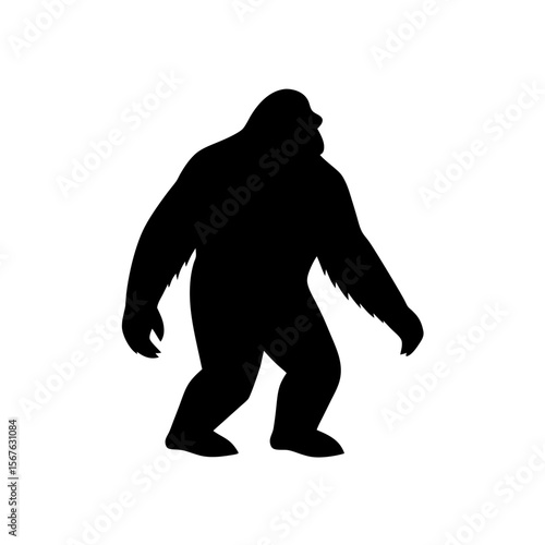 Mysterious Black Silhouette Yeti Side View Mythical Mountain Creature Graphic