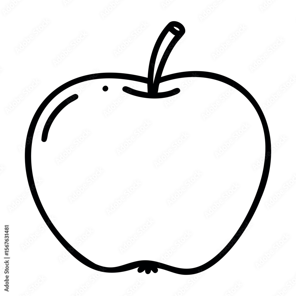 Simple line drawing of an apple with stem and leaf. Vector hand-drawn doodle illustration Simple line drawing of an apple with stem and leaf. Vector hand-drawn doodle illustration