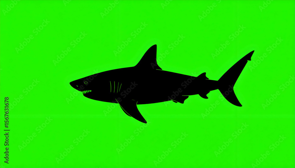 Obraz premium Shark Silhouette with Green Screen.