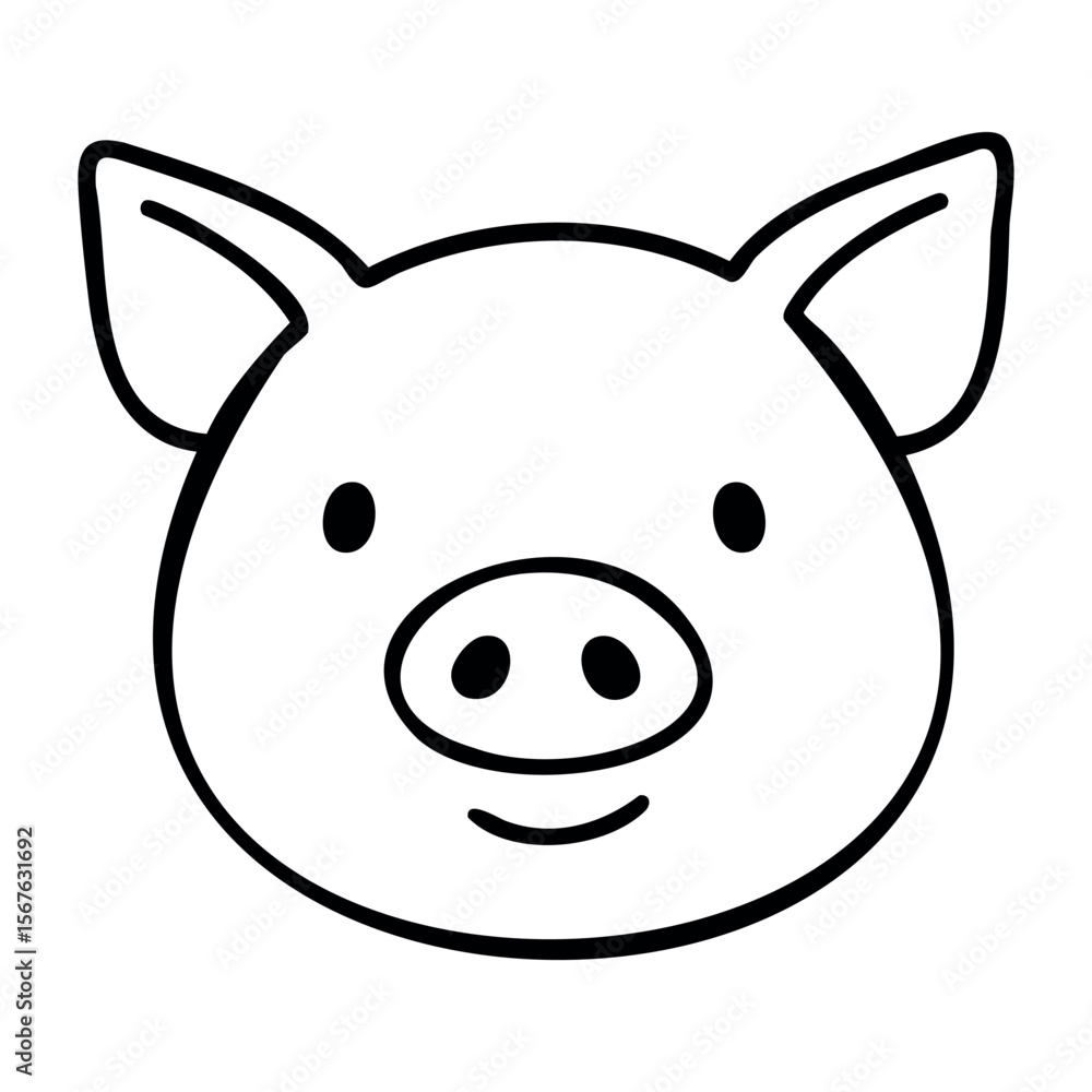 Minimalist pig line drawing with simplistic features. Vector hand-drawn doodle illustration Minimalist pig line drawing with simplistic features. Vector hand-drawn doodle illustration