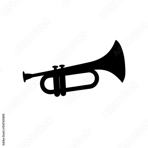 Melodic Black Silhouette Trumpet Side View Brass Instrument Graphic