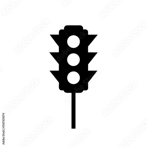 Essential Black Silhouette Traffic Light Side View Road Safety Graphic Sign